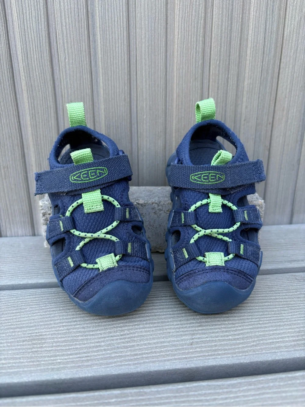 KEEN Hyperport H2 Toddler Water Sandals 6C Navy Blue Lime Green Hiking Shoes